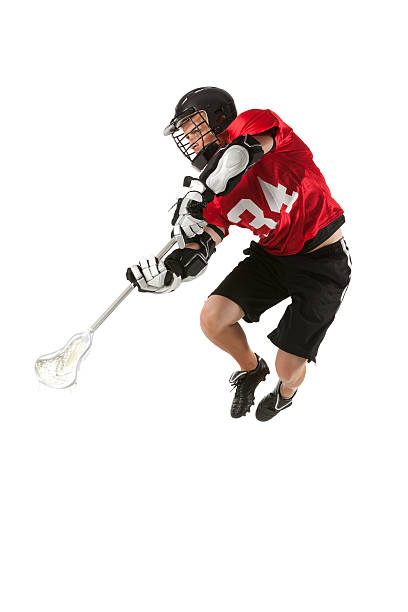 Jogador de Lacrosse em acção - fotografia de stock