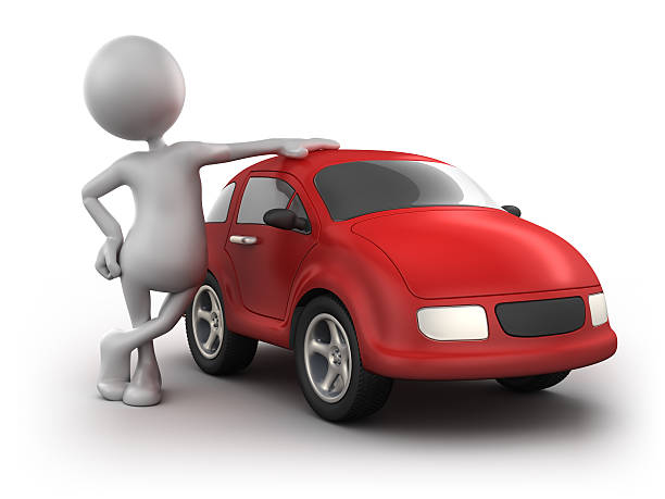 istock 3d Man with car, isolated w. clipping path 185321601