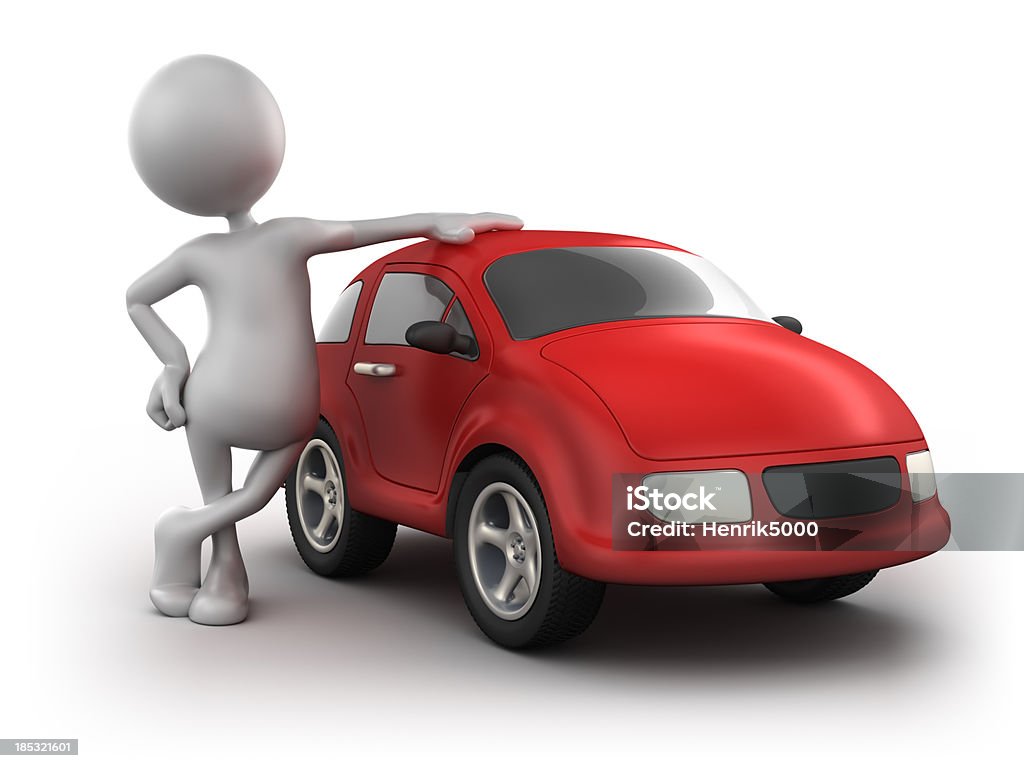 3d Man with car, isolated w. clipping path "3d Man with car, isolated w. clipping path" Car Stock Photo