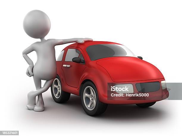 3d Man With Car Isolated W Clipping Path Stock Photo - Download Image Now - Car, White Background, Driving