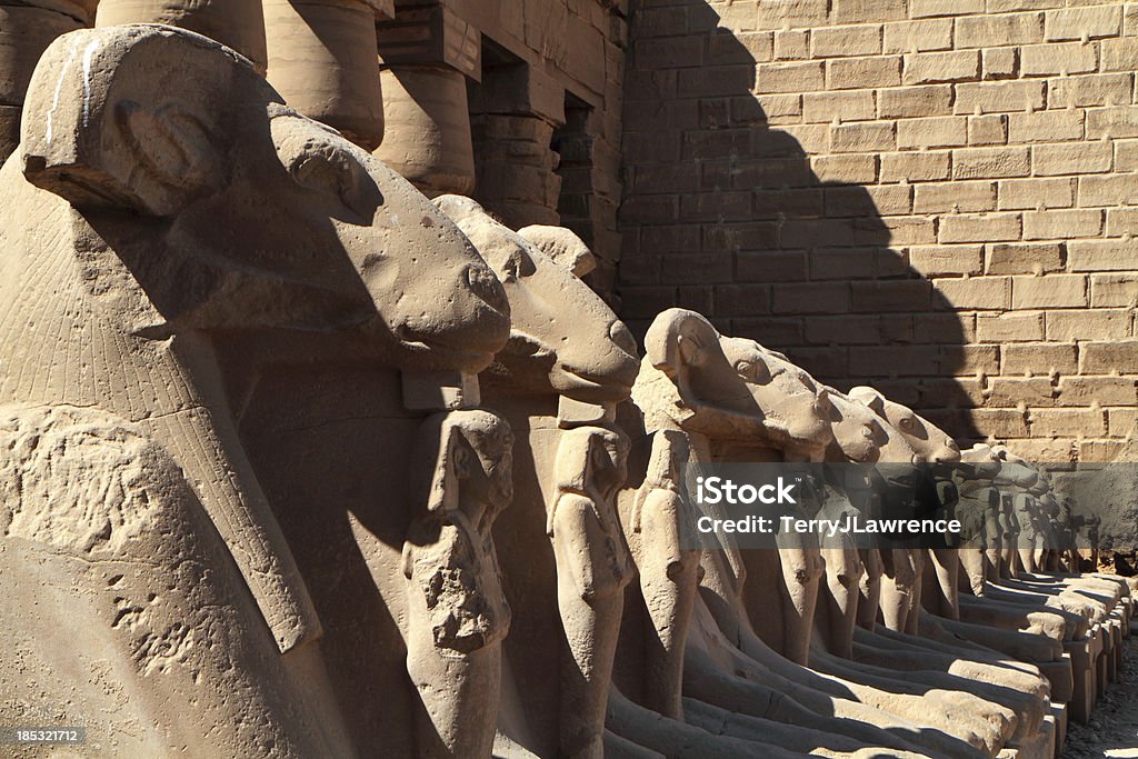 Cryosphinxes, świątyni Karnak w Egipcie, Luxor, - Zbiór zdjęć royalty-free (Afryka)