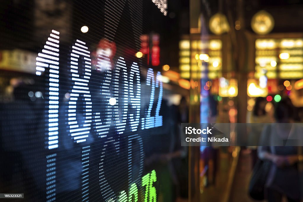 Digital stock market data display "display stock market data in a streetHongkong, China" Asia Stock Photo