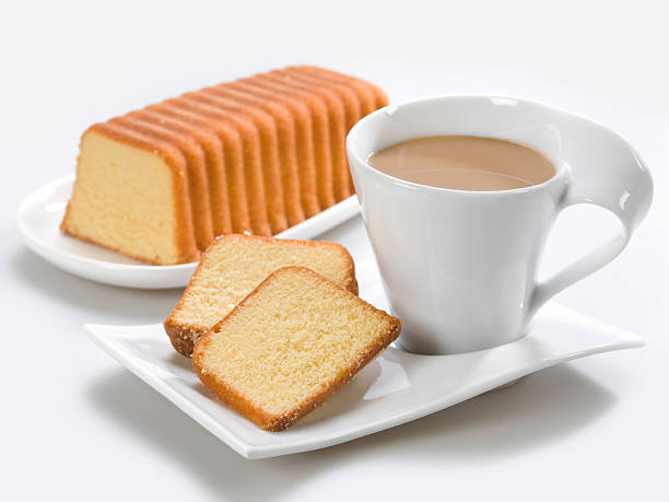 Pound cake Sponge cake with a cup of coffee pound cake stock pictures, royalty-free photos & images