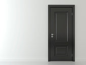 3d black  classic door on white wall