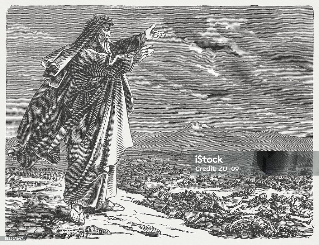 Tal der trockenen Bones (Ezekiel 37, 9.-10. - Lizenzfrei Hesekiel - Prophet Stock-Illustration