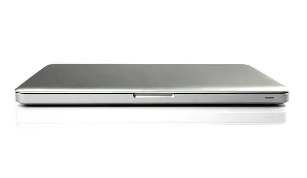 modern silver laptop computer.