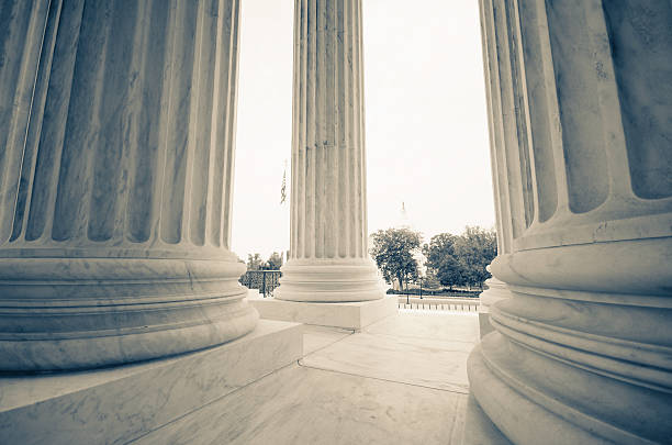 The US Supreme Court and Capitol Building - Washington DC  library of congress stock pictures, royalty-free photos & images