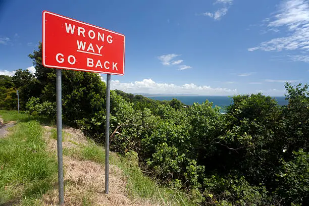 Photo of Wrong Way Go Back Sign