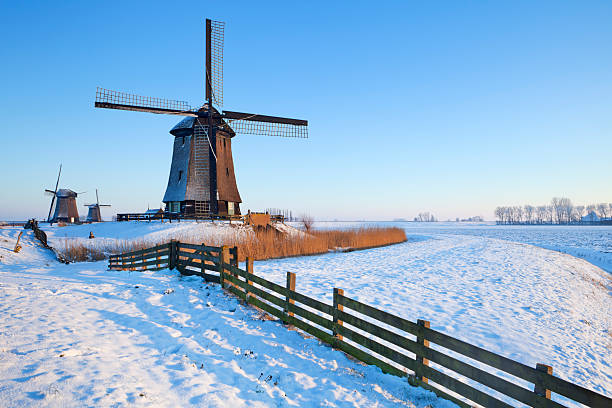 istock Traditional Dutch windmills in winter 185325601