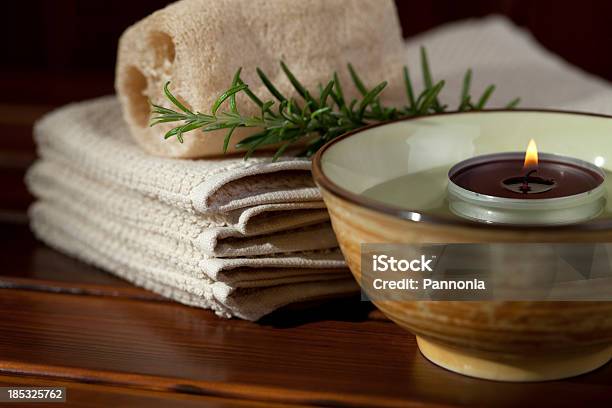 Spa With Candle Light Stock Photo - Download Image Now - Beauty, Bowl, Brown