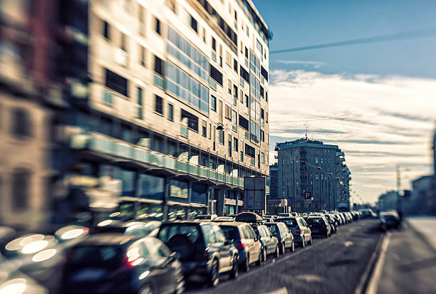 Traffic In Milan City stock photo