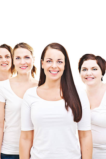 istock Happy friends in white t-shirts 185326604