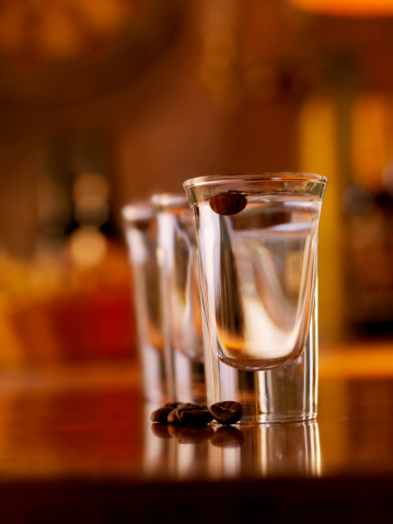 Shots of Sambuca with a Coffee Bean on the Bar-Photographed on Hasselblad H3D2-39mb Camera