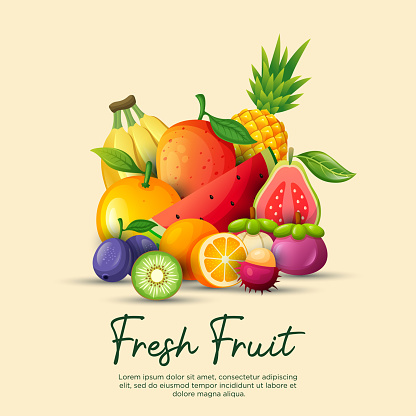 Fruit background design in realistic style