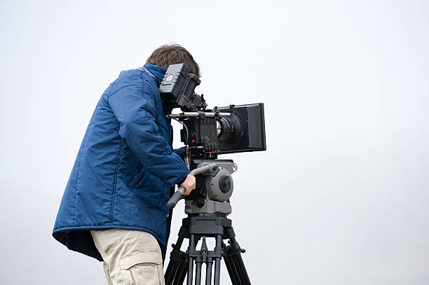 professional video cameraman stock photo