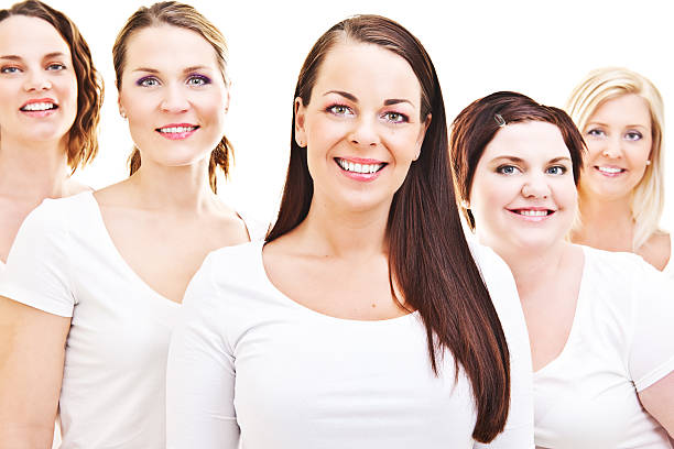 istock Happy friends in white t-shirts 185327569