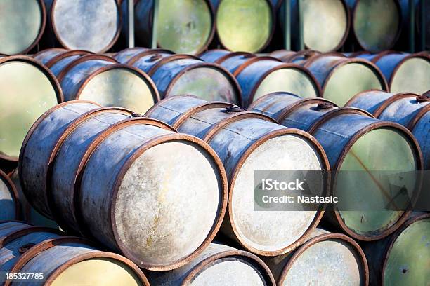 Petrol Barrels Stock Photo - Download Image Now - Oil Drum, Crude Oil, Garbage