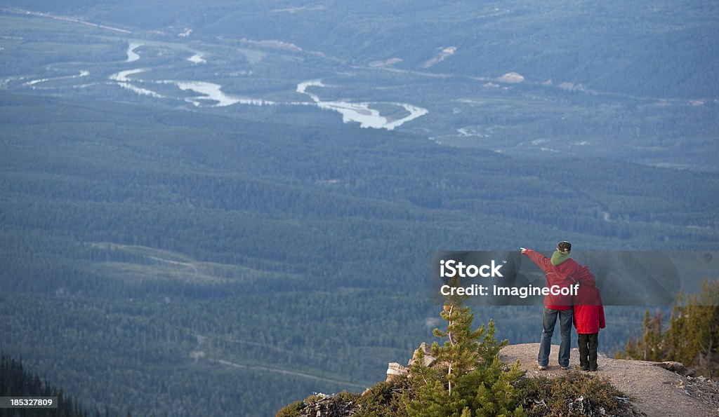 Mother and Son on a Mountain "A mother and son admiring an amazing mountain view. Golden, BC, Canada." Canada Stock Photo