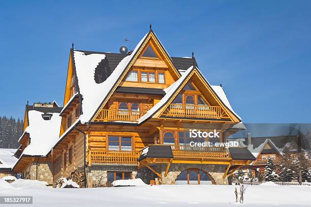 Wooden Residential House Poland Stock Photo - Download Image Now - Luxury, Log Cabin, Mansion