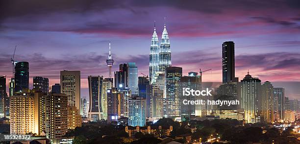 City Skyline Kuala Lumpur At Dusk Panoramic View Stock Photo - Download Image Now - Kuala Lumpur, Malaysia, Night