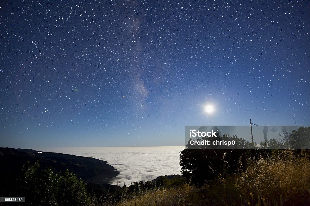 Млечный Путь и Луна над линией Big Sur - Стоковые фото Биг-Сюр роялти-фри