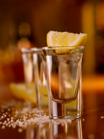 Tequila Shots with Lemon and Salt on the Bar-Photographed on Hasselblad H3D2-39mb Camera