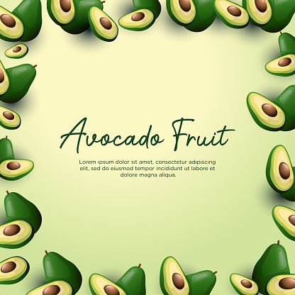 Avocado fruit frame. Background design