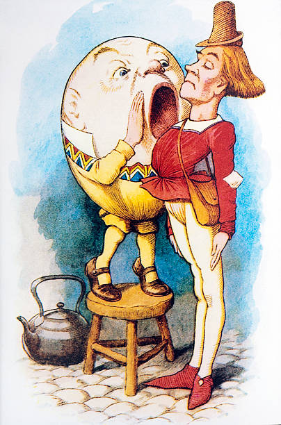 alice-durch den spiegel - engraving eggs engraved image old fashioned stock-grafiken, -clipart, -cartoons und -symbole