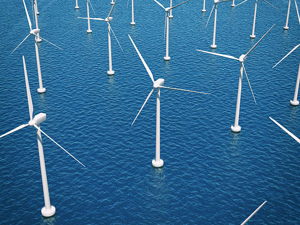 turbine eoliche al largo - sea wind turbine turbine wind foto e immagini stock