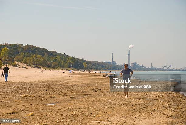 In Esecuzione Sulla Spiaggia - Fotografie stock e altre immagini di Banco di sabbia - Caratteristica costiera - Banco di sabbia - Caratteristica costiera, Parco lacustre nazionale Indiana Dunes, 25-29 anni