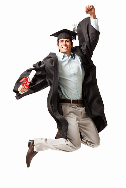 Black hats and Black tassels of university graduates on isolated white background and clipping path,Educational concept.