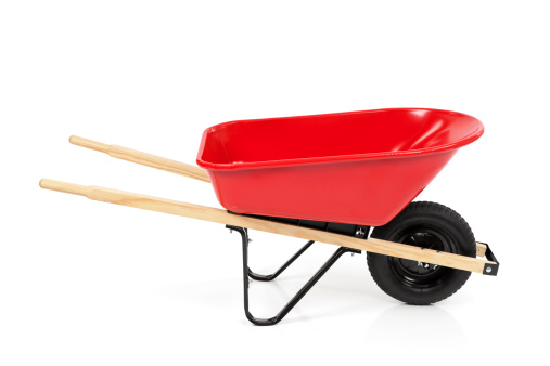 Red wheelbarrow isolated on white.Please also see: