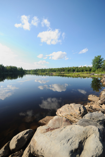 Beautiful lake in northern Maine.  Wide angle shot