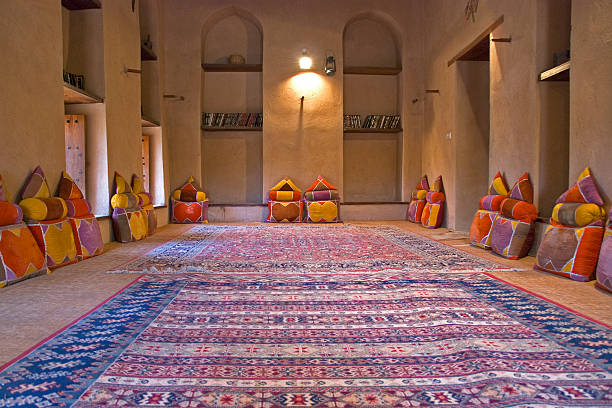 Arab Meeting Room Arab Meeting Room at the Nizwa Fort. Oman stock pictures, royalty-free photos & images