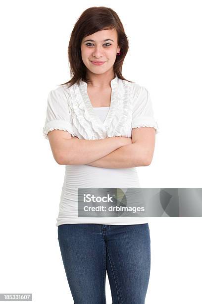 Smiling Teenage Girl With Crossed Arms Stock Photo - Download Image Now - 14-15 Years, Adolescence, Adult