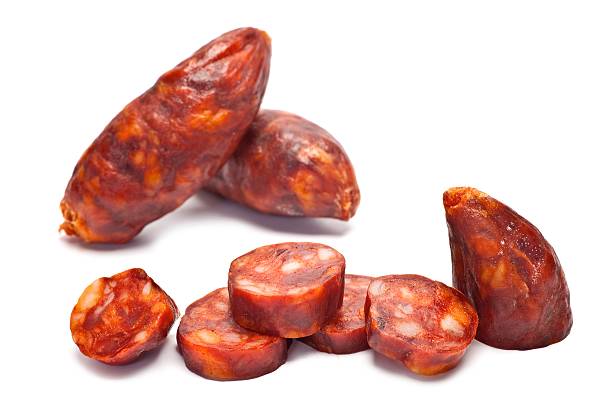 linguiça de chouriço - chorizo - fotografias e filmes do acervo