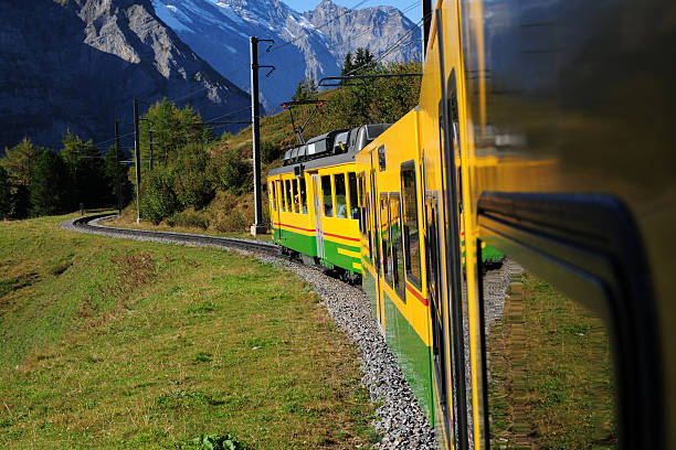 Traditional alpine railway at the Schynige Platte in the alps, Switzerland