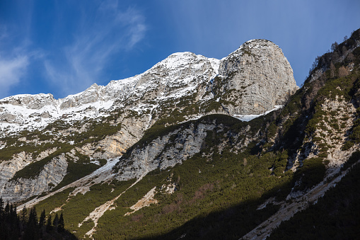 Beautifully Snow Capped Mount Velika Baba in Winter Julian Alps - Slovenia