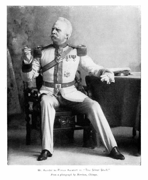 ilustrações de stock, clip art, desenhos animados e ícones de william hunter kendal photo portrait, english actor, 19th century, british cultural history - military uniform white caucasian image created 19th century