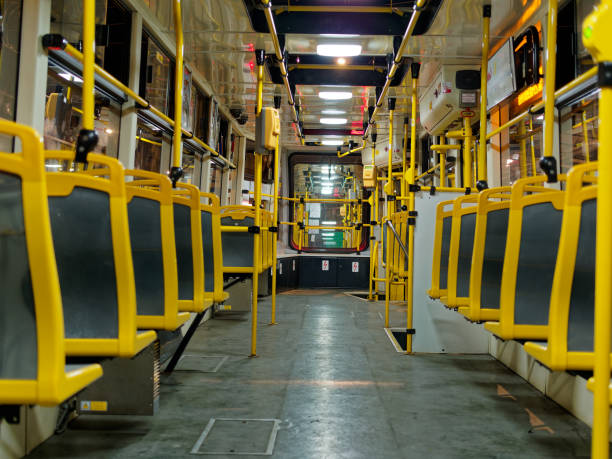 istock Nigt travel in the empty tram 1853401431
