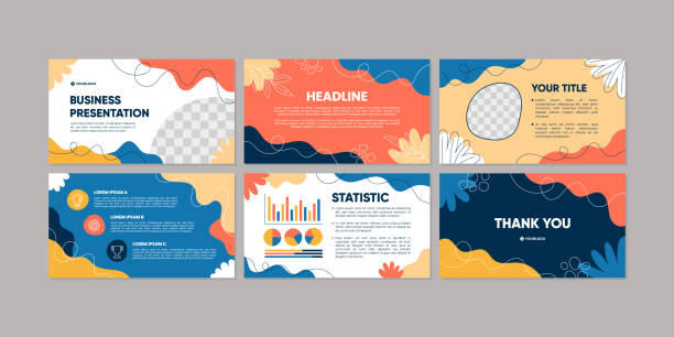 Powerpoint business presentation templates set Powerpoint business presentation templates set. Able to use for modern keynote presentation background, brochure design, website slider, landing page, company profile, Social Media Advertisement modern magazine layout stock illustrations