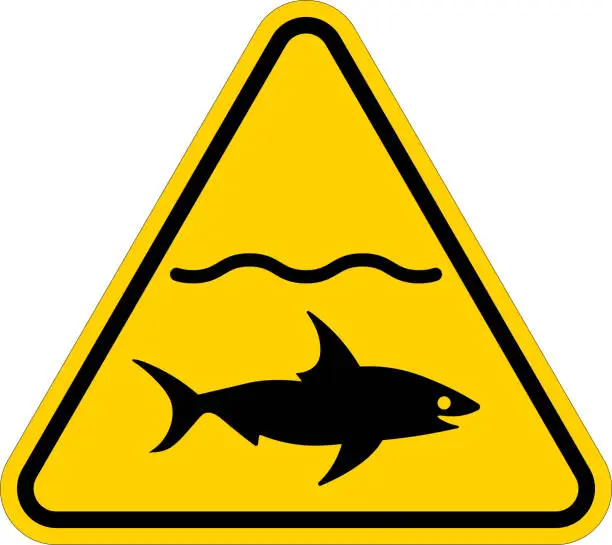 Vector illustration of Warning Keep Out â Shark Sighted