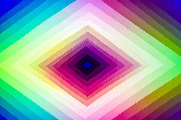 Artistic graphics of geometric rhombuses stacked in beautiful multi-colored gradients in a complex dimensional image.