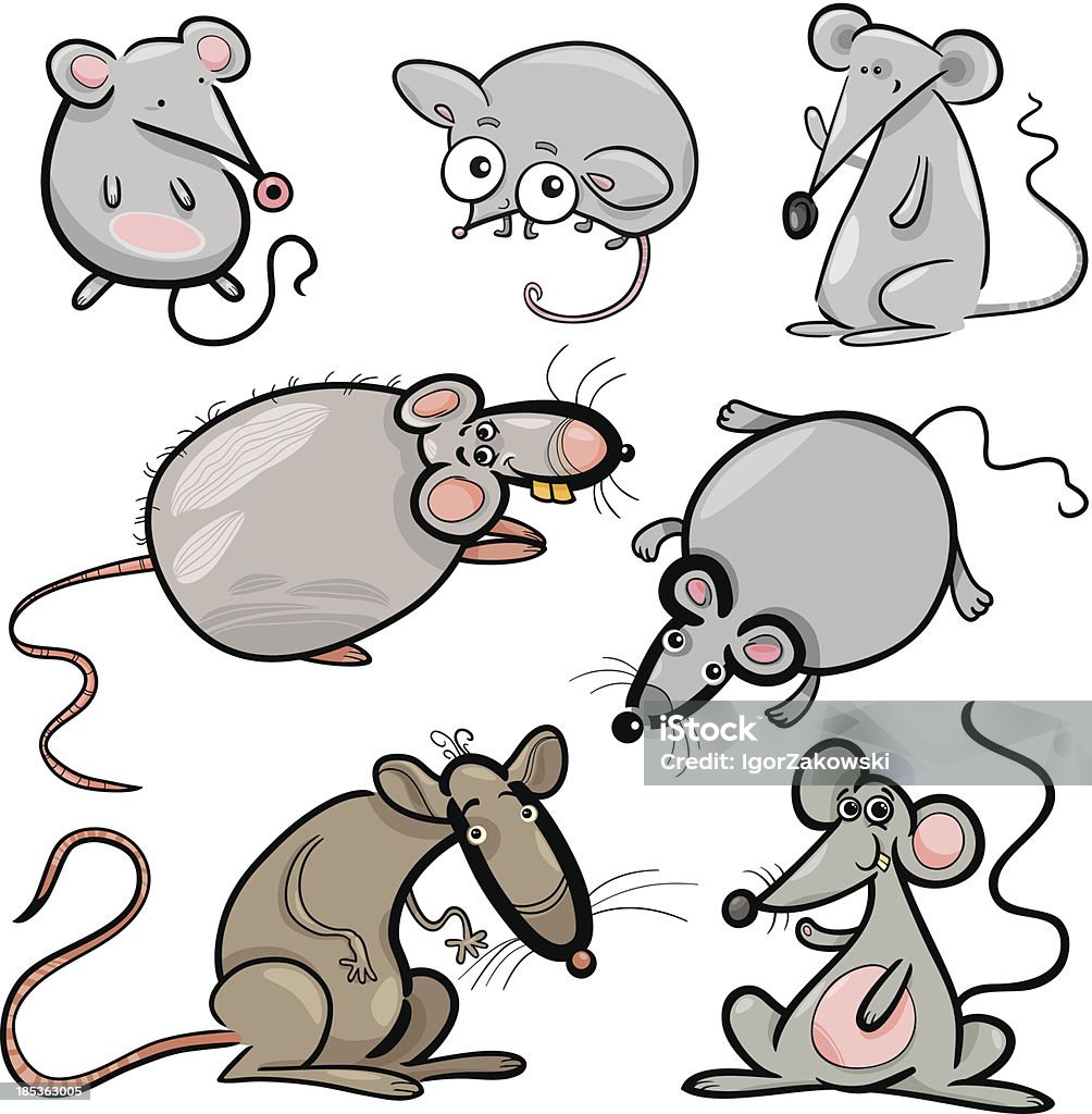 Ratinhos e ratos conjunto ilustração de desenho - Royalty-free Animal arte vetorial