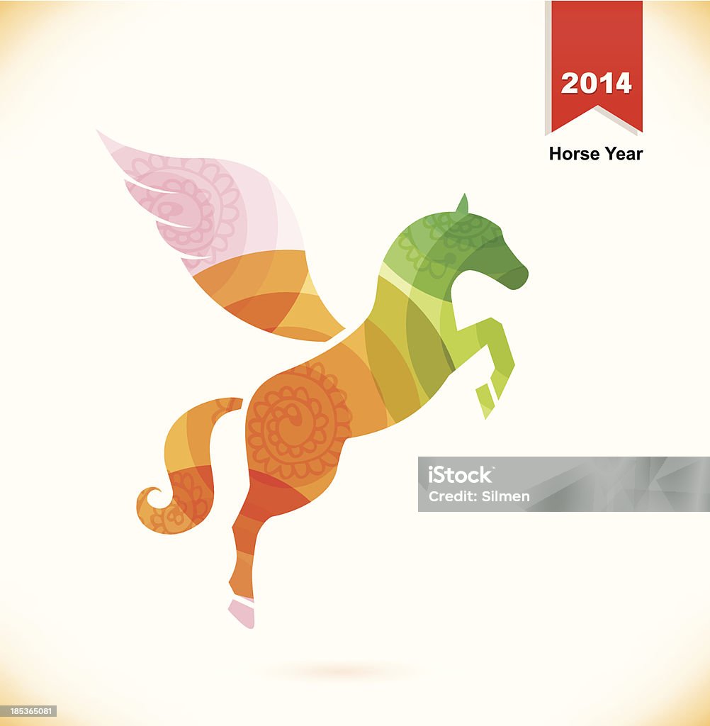 Vector aislado fantasía caballo con alas Pegasus - arte vectorial de 2014 libre de derechos