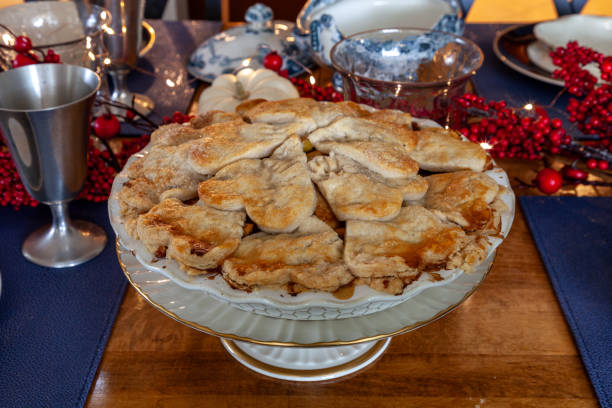 istock Homemade gourmet apple pie on a holiday table 1853655009