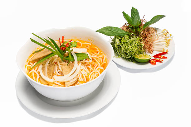 vietnamese vegetarian noodles stock photo
