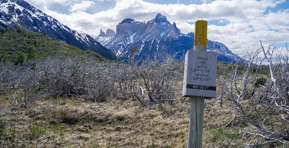 Signs and signposts during the hike in Mallorca through the Tramuntana Mountains on the long-distance hiking trail GR 221 Ruta de Pedra en Sec. towards Lluc and Cuber reservoir.