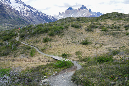 Hiking and active travel in torres del paine national park in patagonia, chile