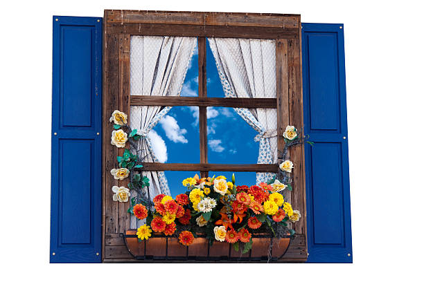 istock Country style window with flowers 185365907